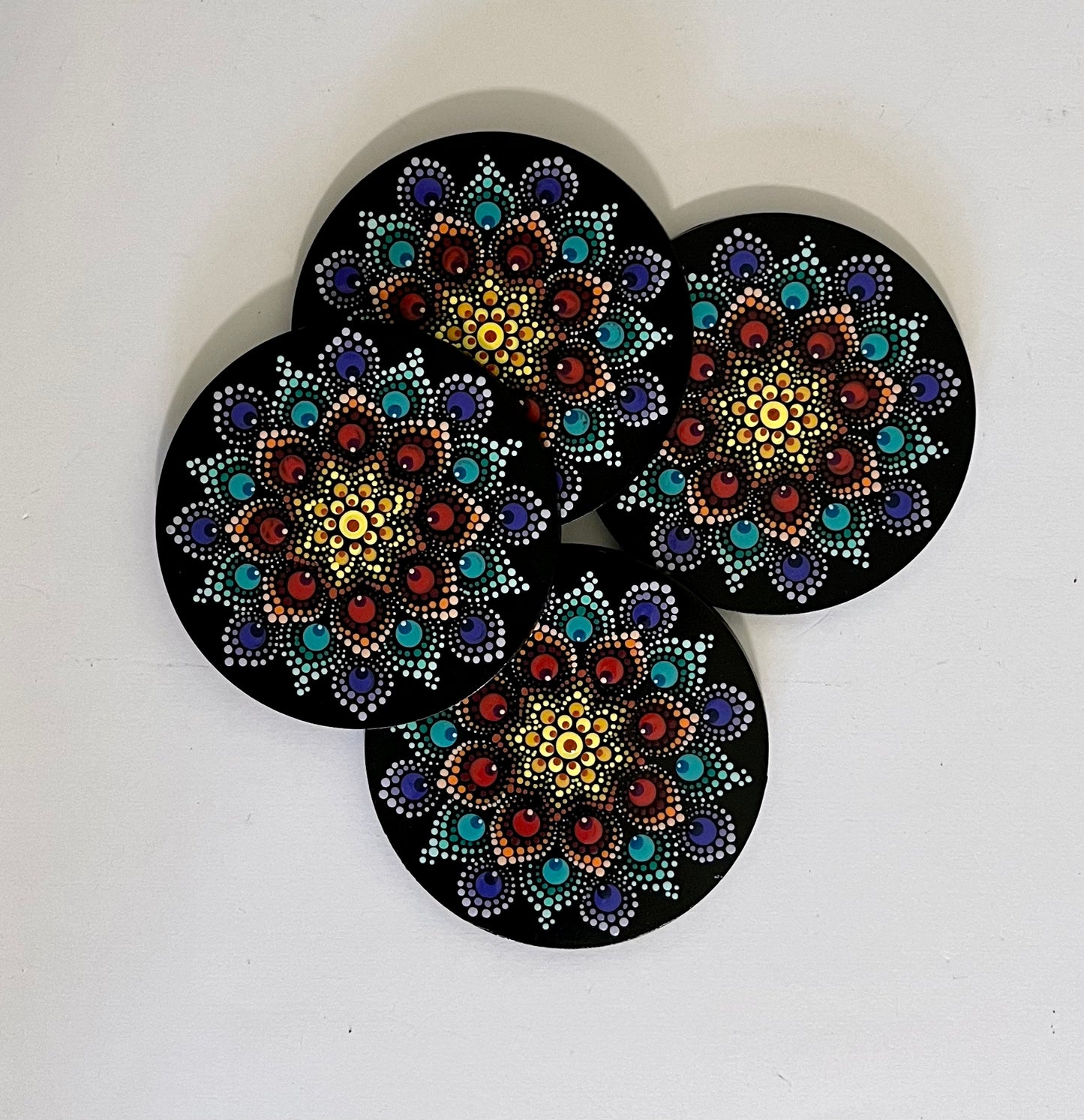 Round Mandala Coasters - Black (sold individually)