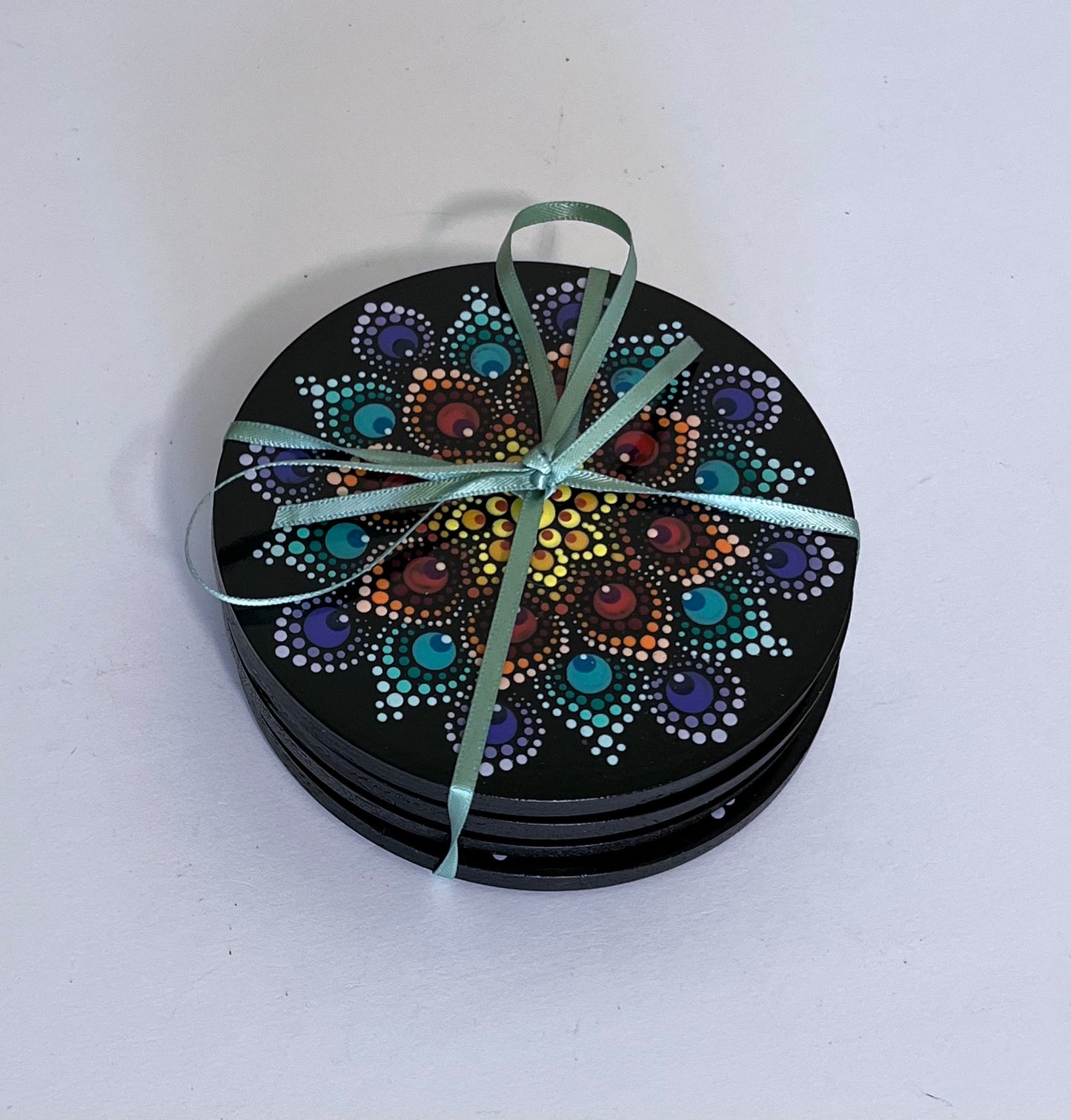 Round Mandala Coasters - Black (sold individually)