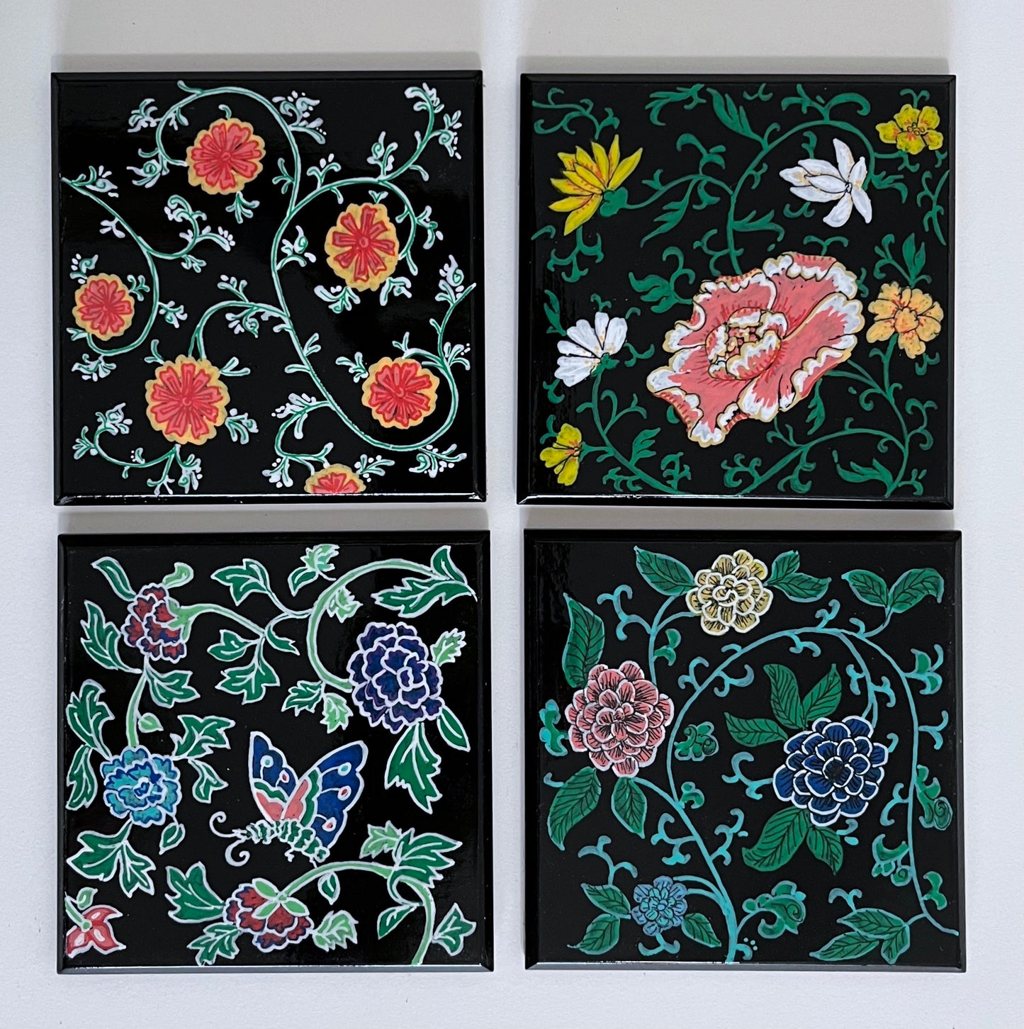 Chinese-inspired Coasters - Black (set of 4)