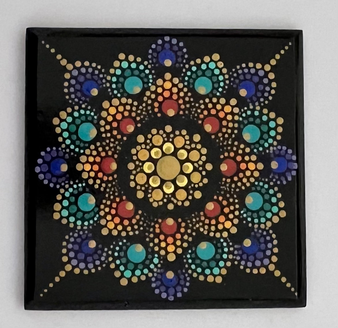 Square Mandala Coasters - Black & Gold (set of 4)