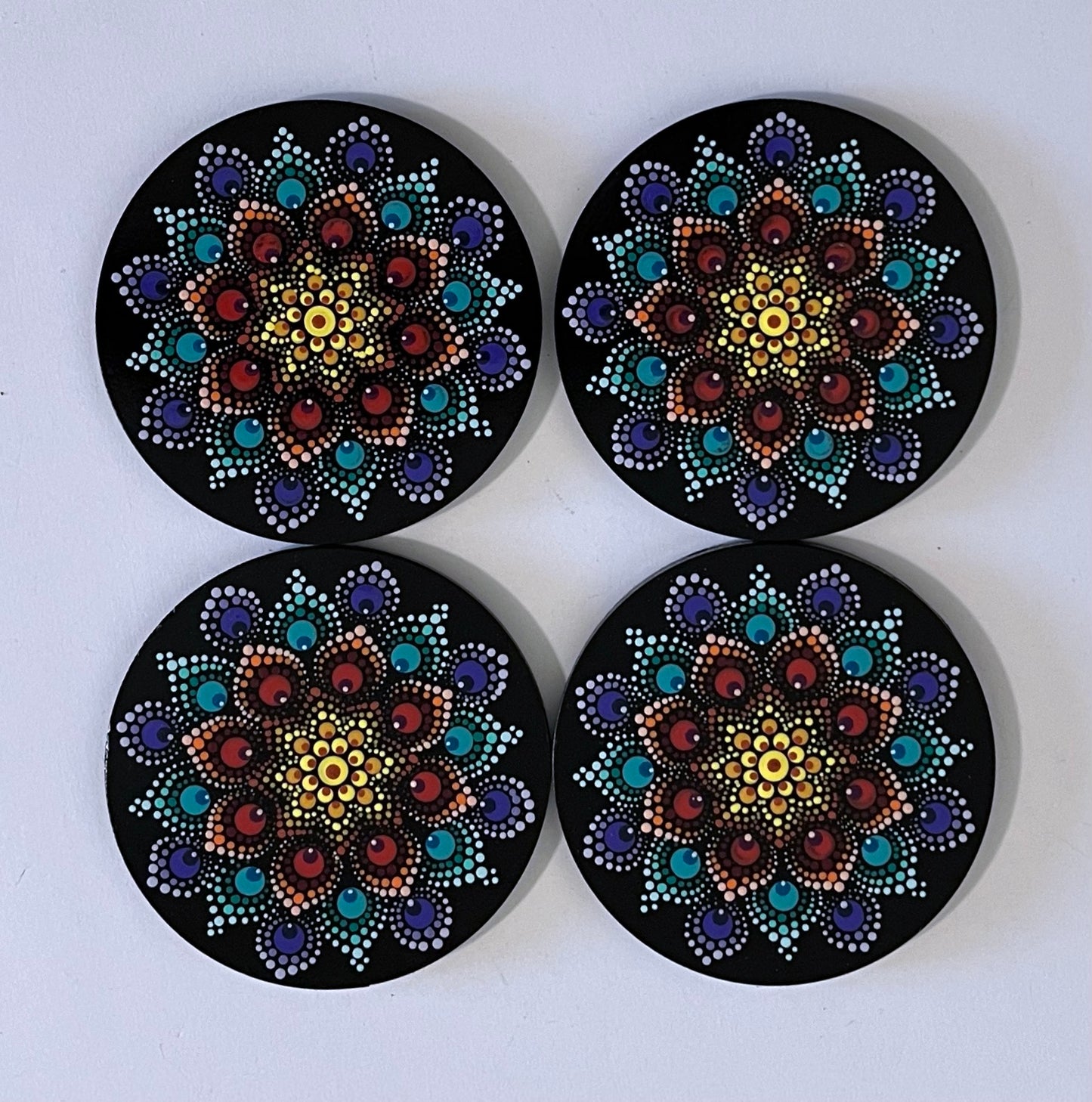 Round Mandala Coasters - Black (sold individually)