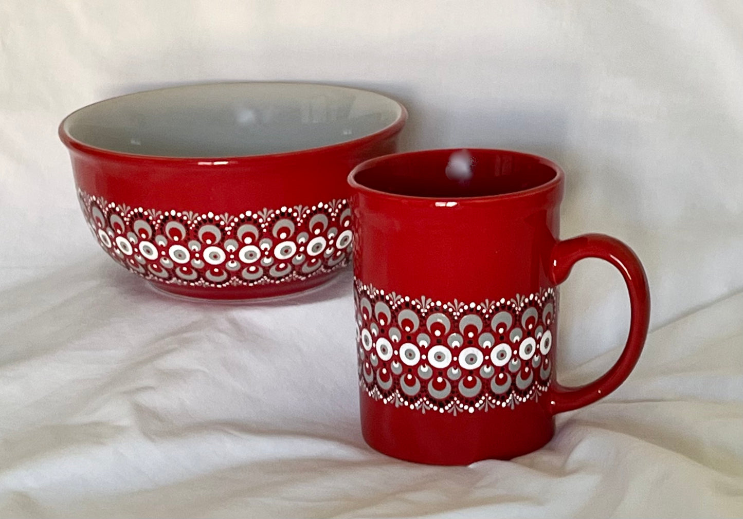Red Scarlet & Grey Bowl
