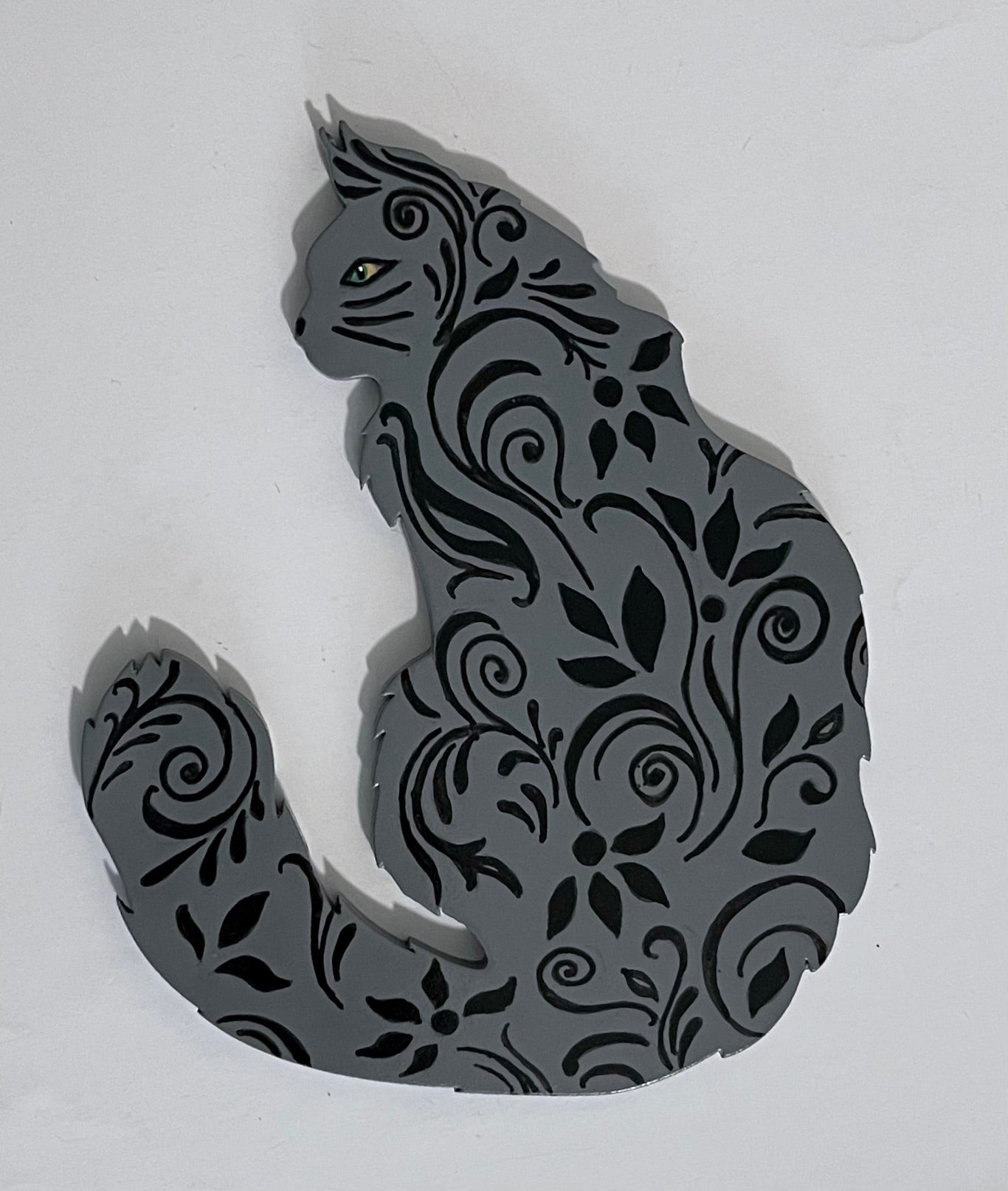 Grey Cat Wood Cut-out 6 in