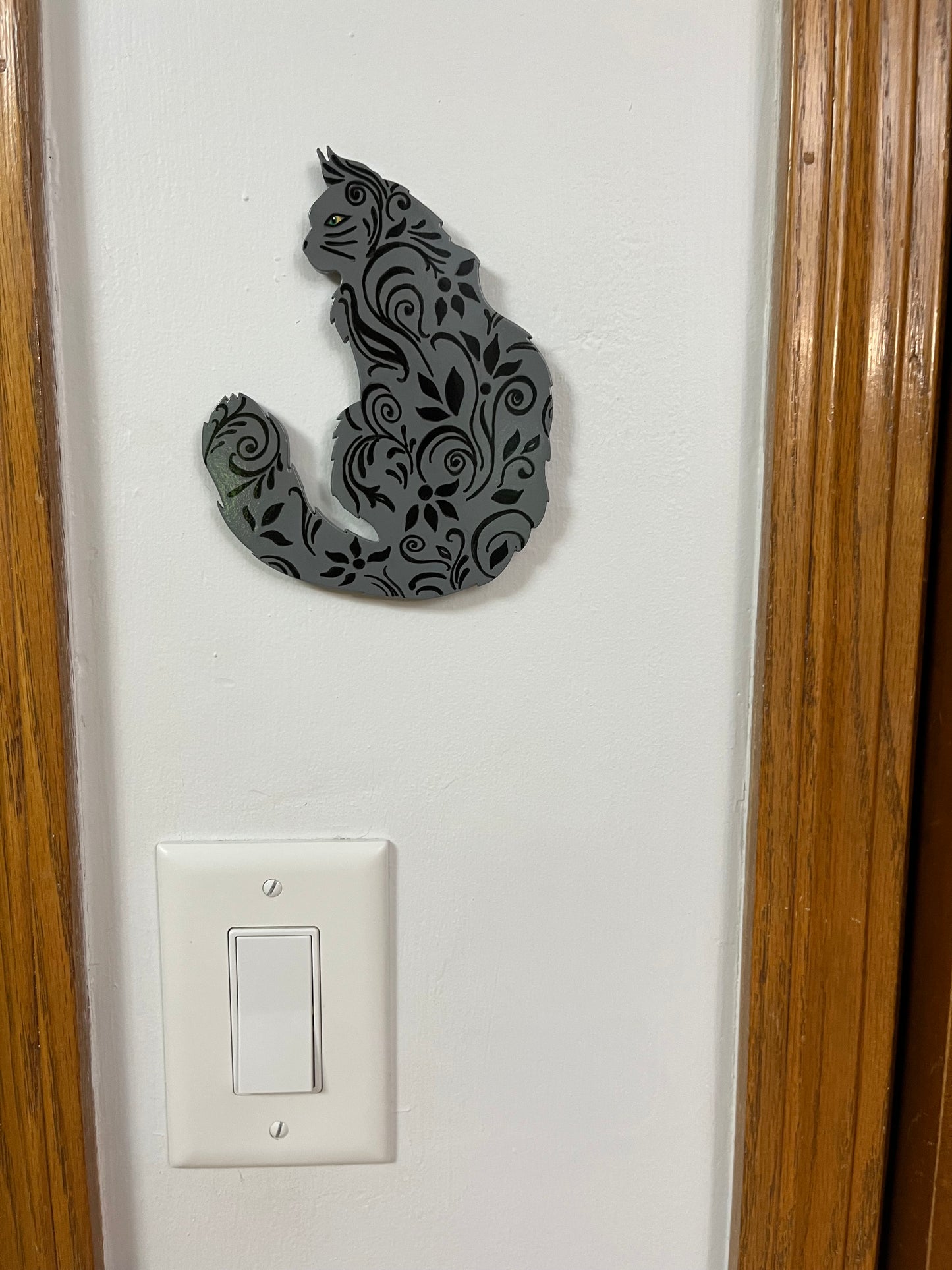 Grey Cat Wood Cut-out 6 in