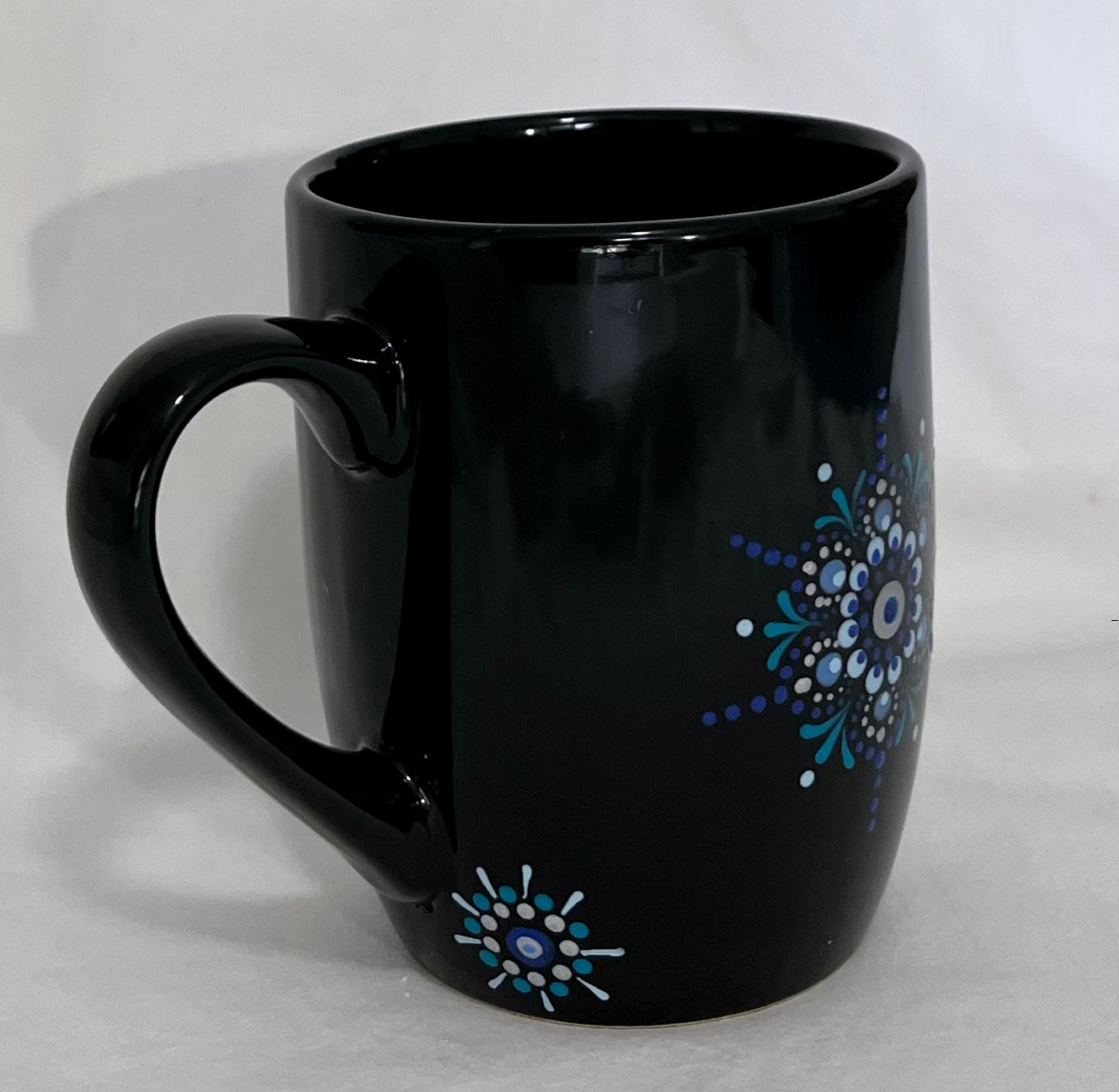 Black Mug with Blue Mandala design