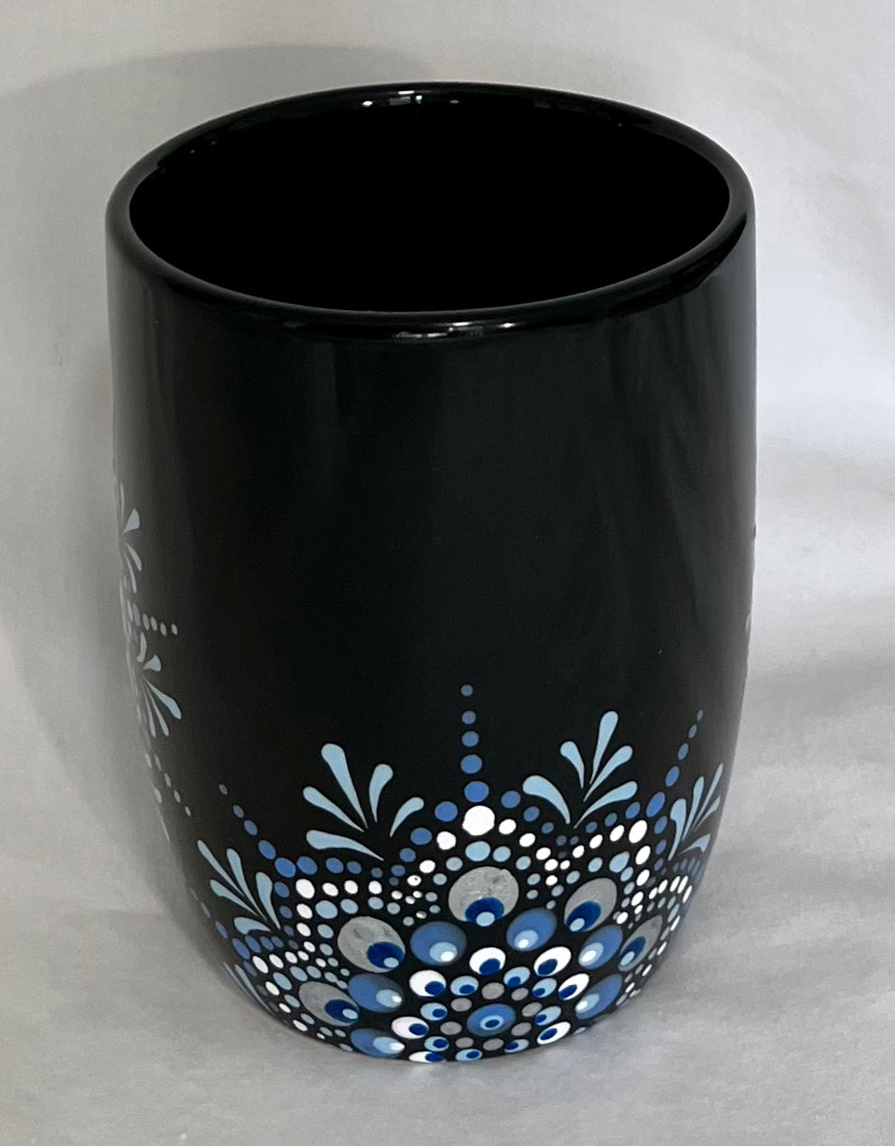 Black Mug with Blue Mandala design #2