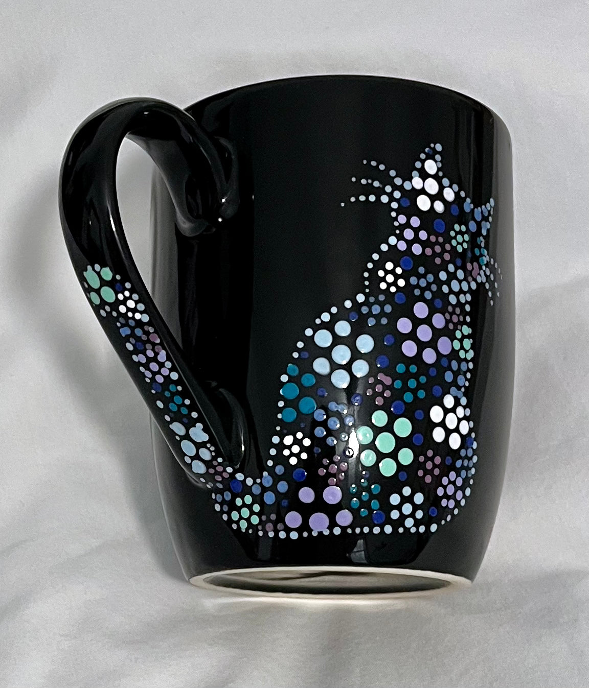 Black Floral Cat Mug #2