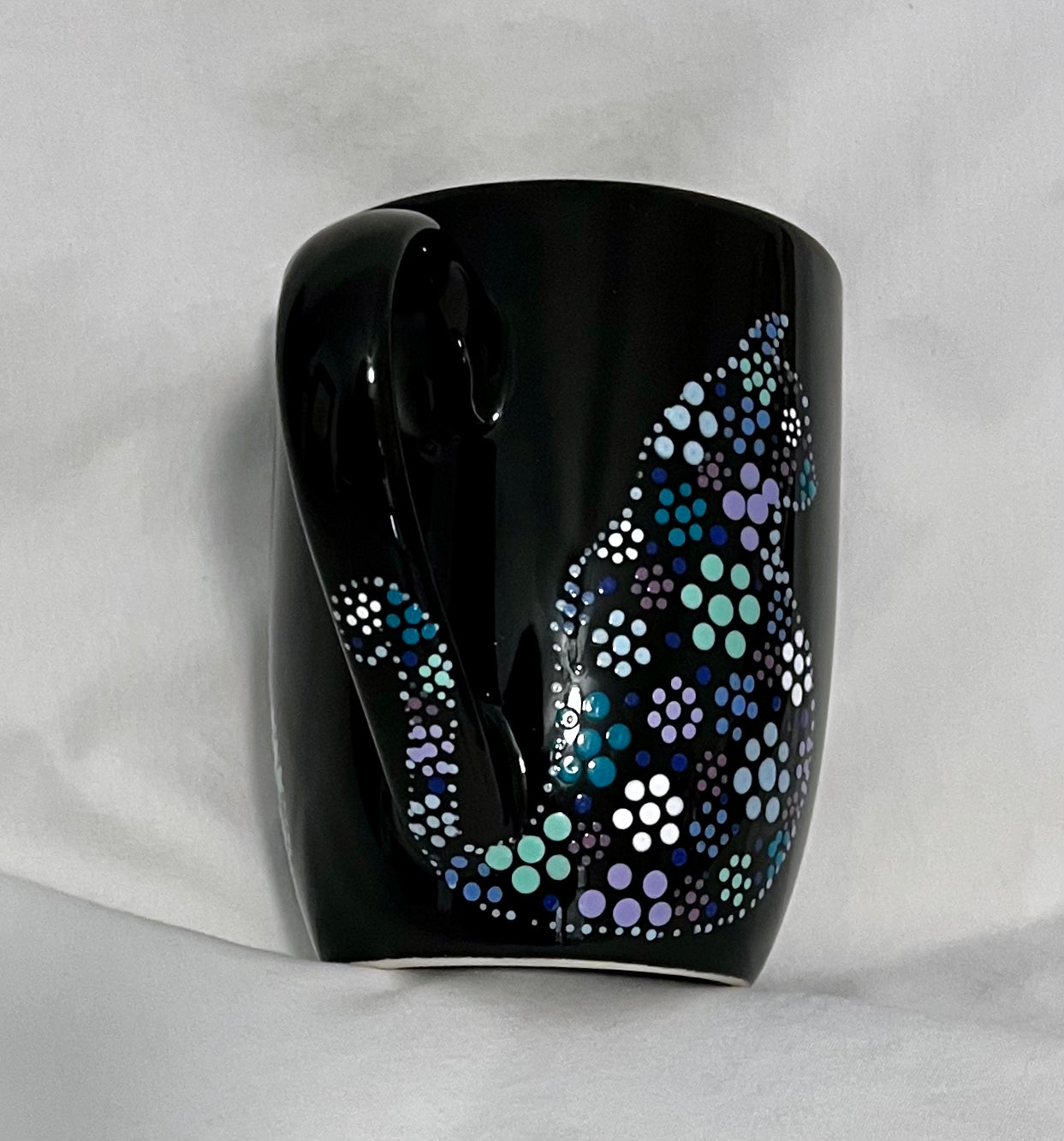 Black Floral Cat Mug #3