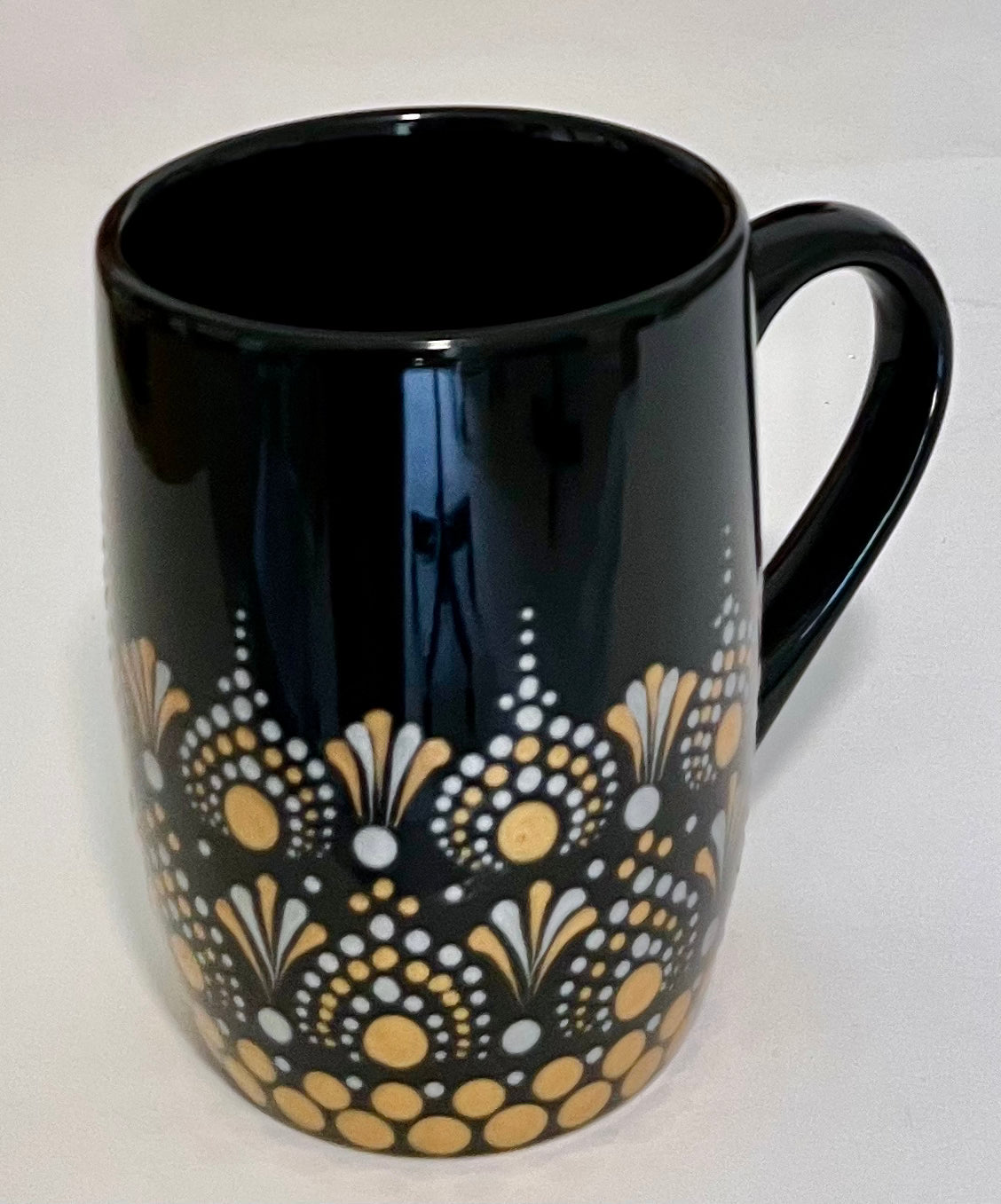 Black Mug with Silver & Gold Pattern