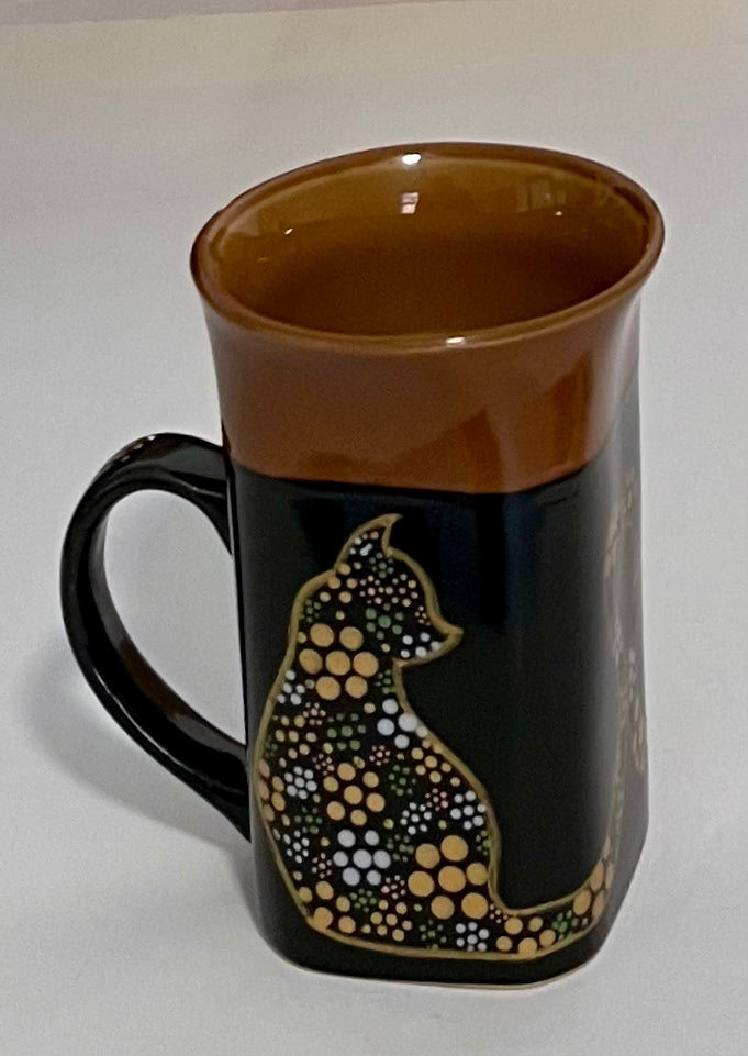 Metallic Floral-style Cat Mug
