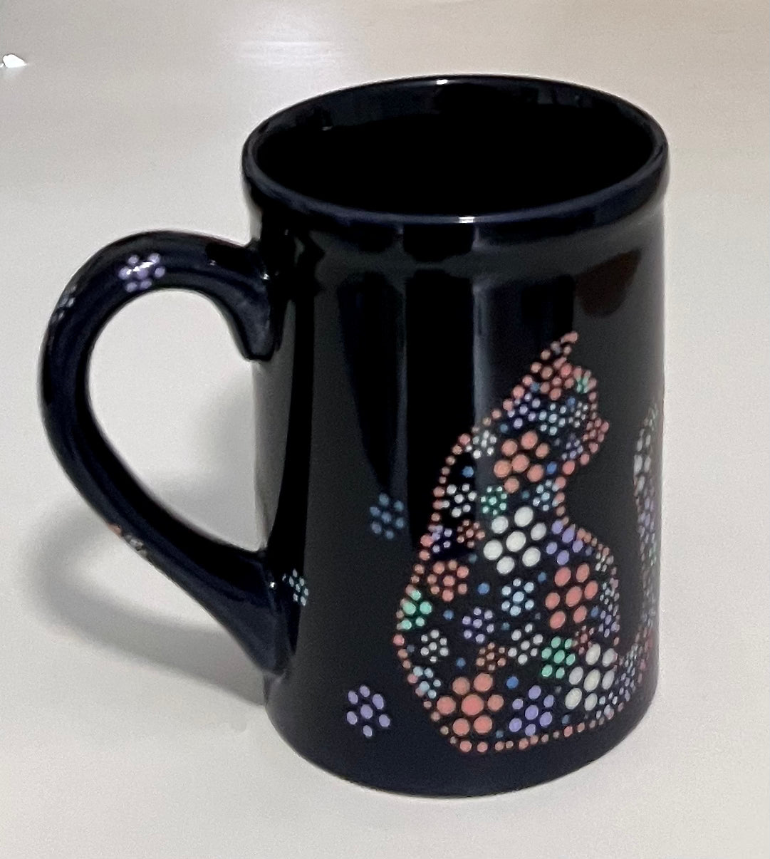 Metallic Rose Floral Kitty- Navy Mug