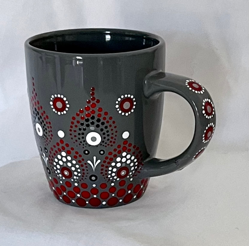 New! Scarlet & Gray Dot Pattern mug