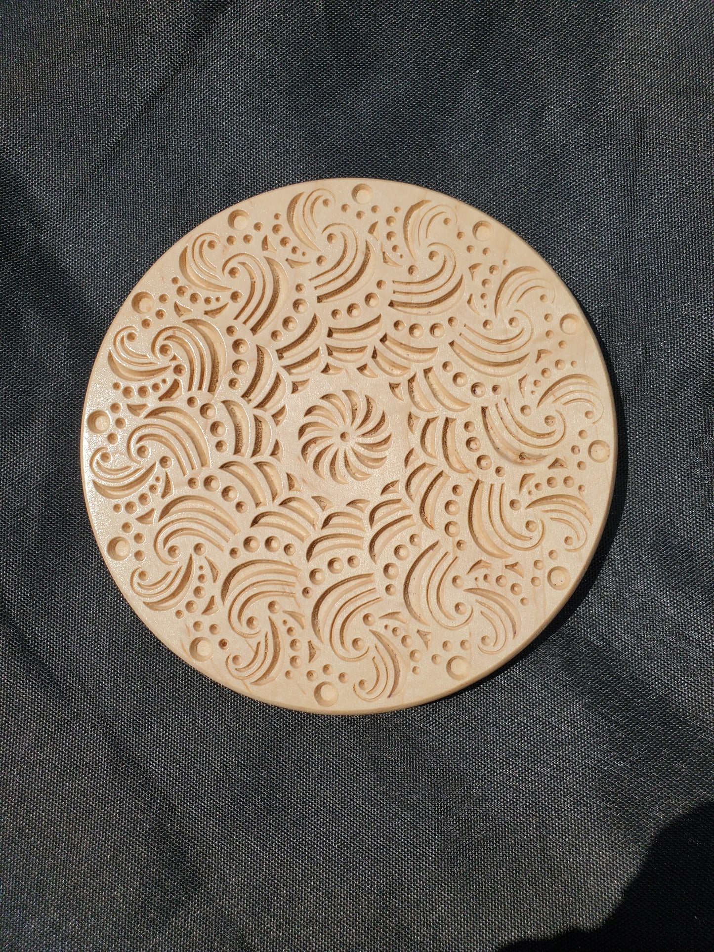 Trivet, small - Dots & Swirls in Maple