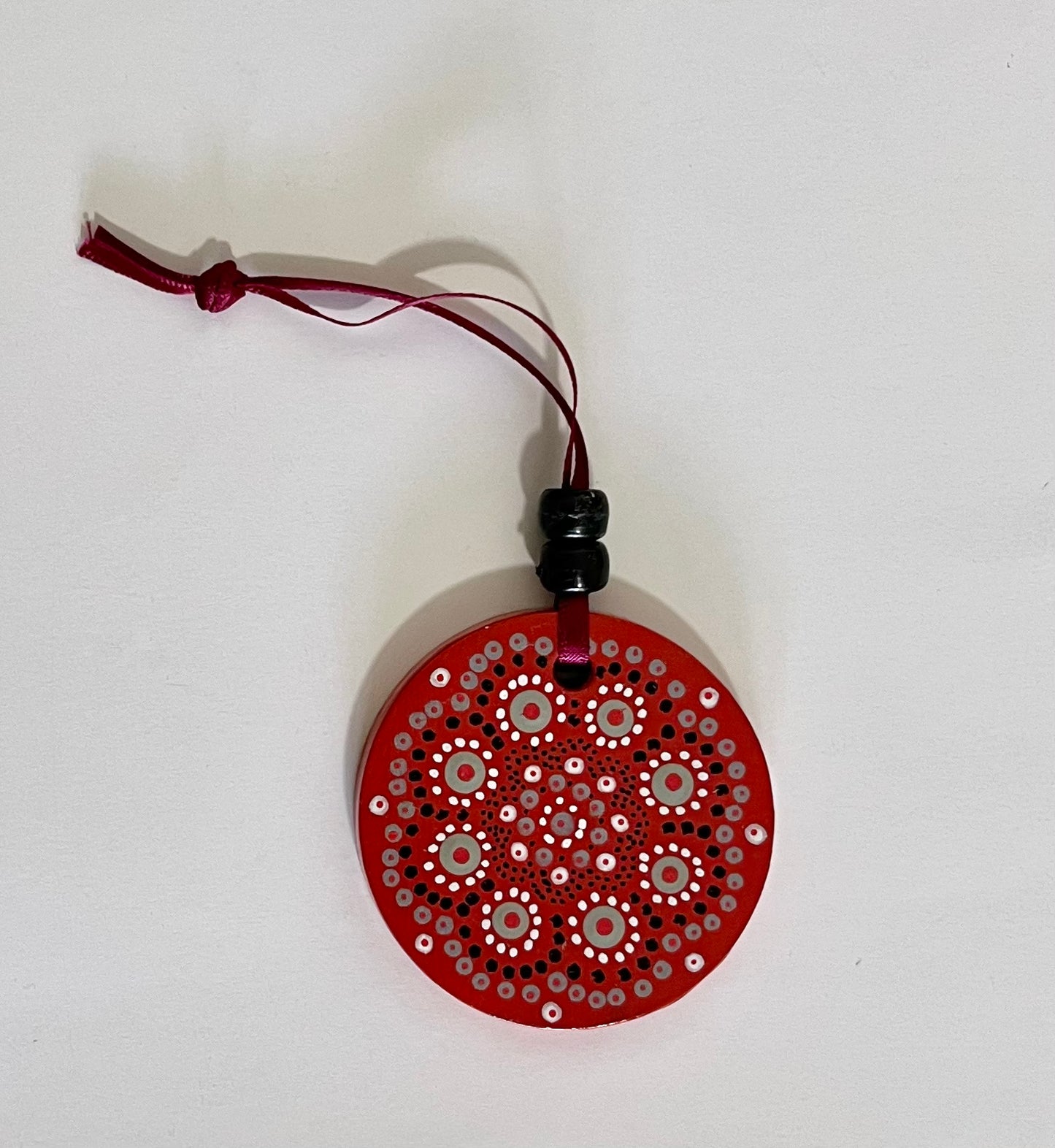 Round Mandala Scarlet & Grey Ornament (2 in.)