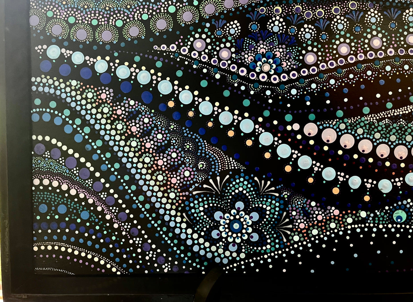 Black  Serving Tray with hand-painted base