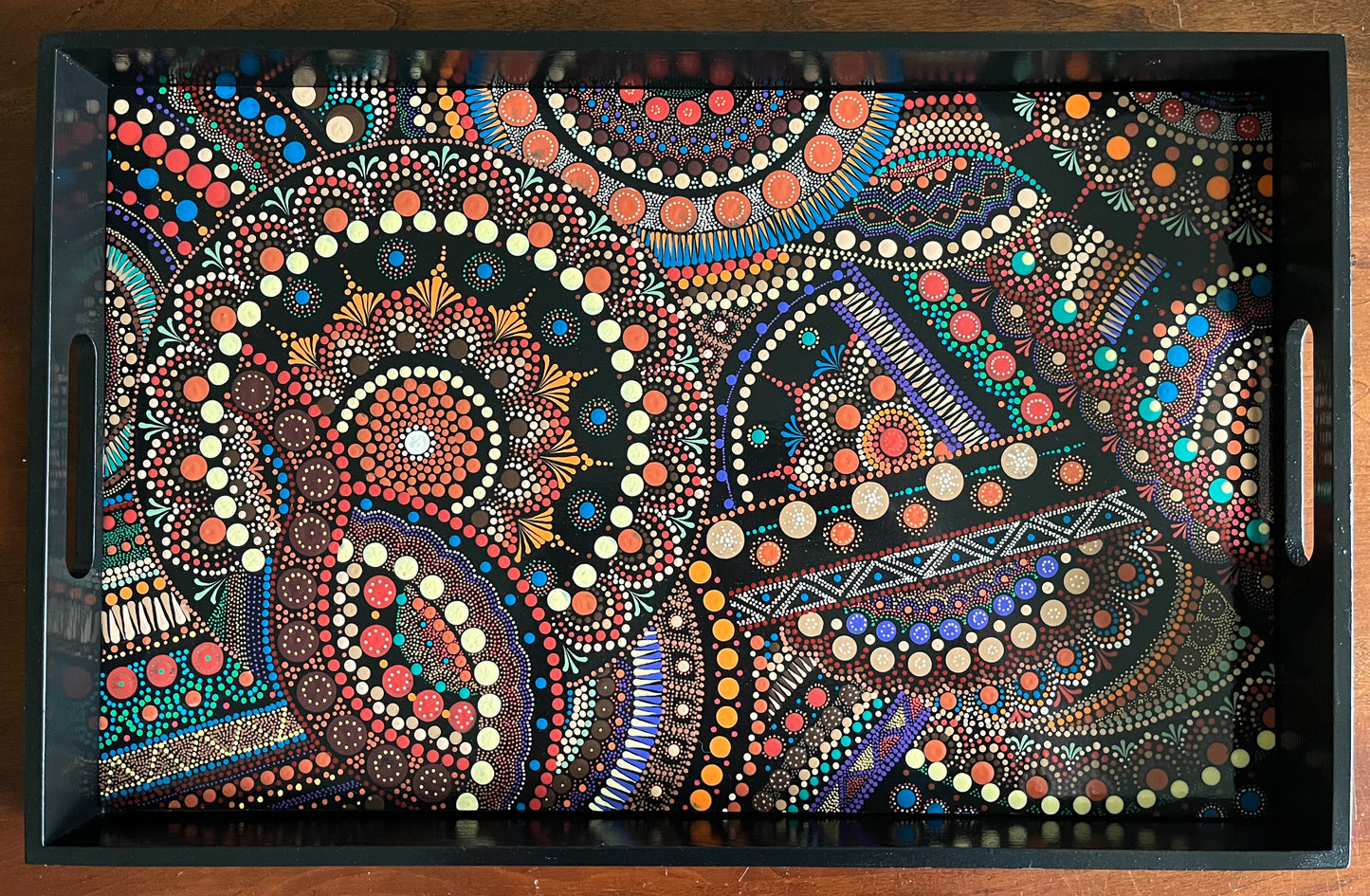 Red and Brown Hand-painted Serving Tray