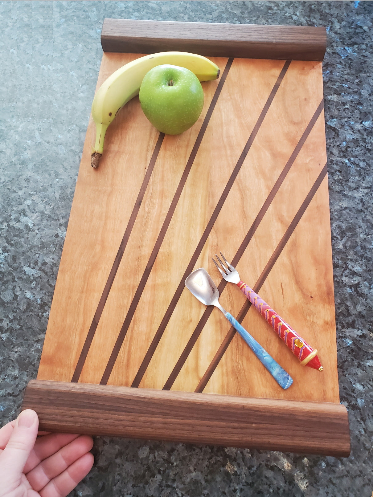 "Radiant" charcuterie / serving tray in cherry and walnut