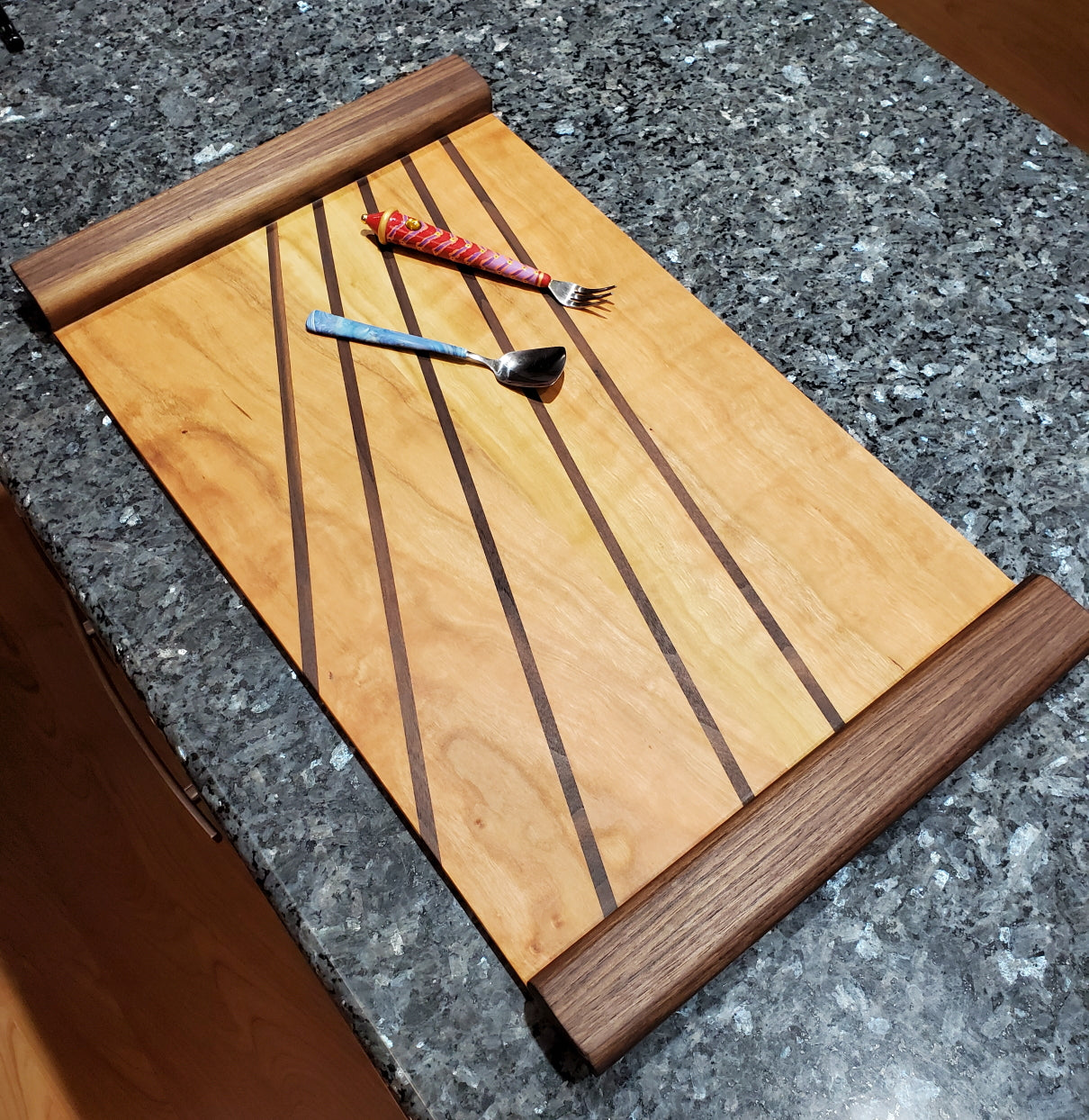 "Radiant" charcuterie / serving tray in cherry and walnut