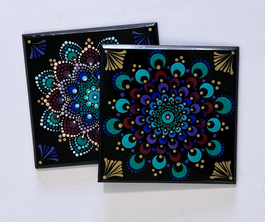 Mandala Coasters - Black (set of 2)