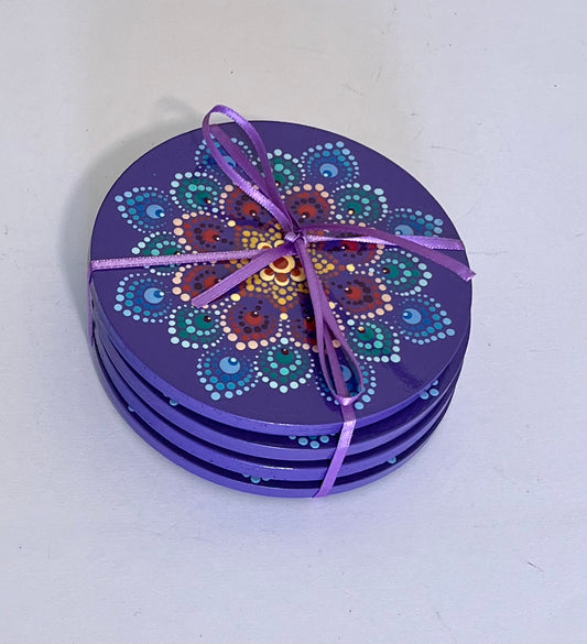 Round Mandala Coasters - Purple (set of 4)