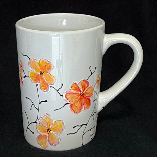 Peach Floral mug with black liner