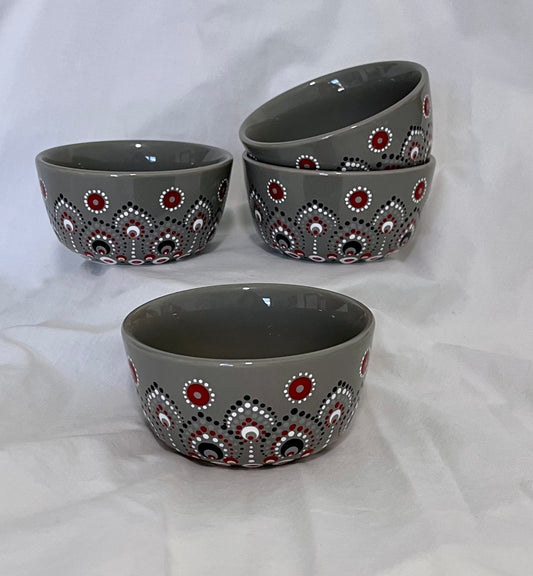 Scarlet and Grey Dip Bowls