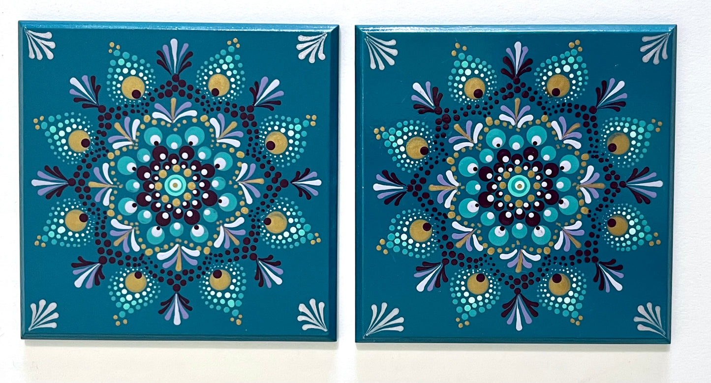 Mandala Coaster - Lagoon Green (set of 2)