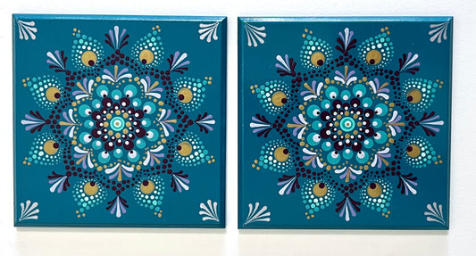 Mandala Coaster - Lagoon Green (set of 2)