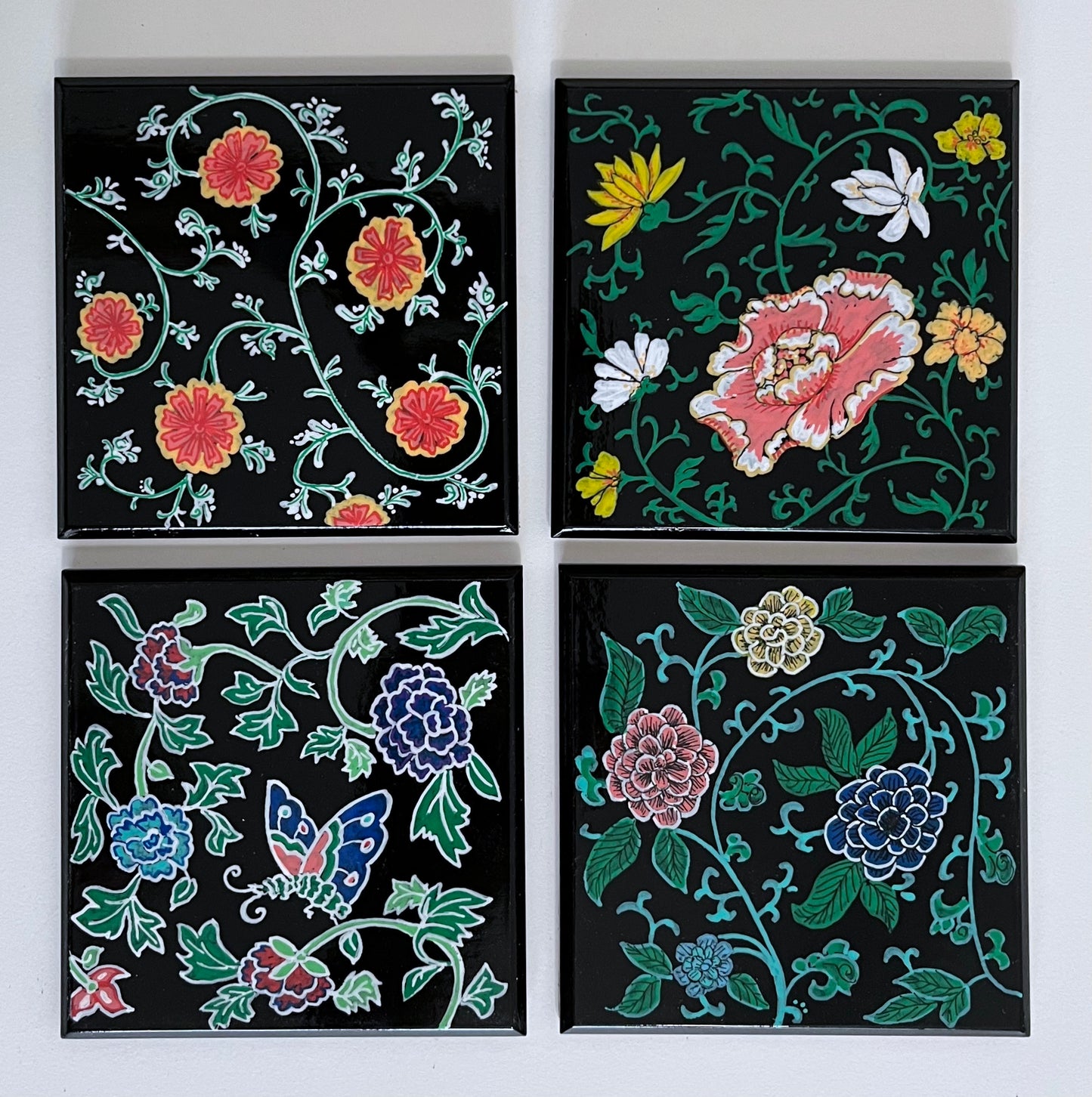 Chinese-inspired Coasters - Black (set of 4)