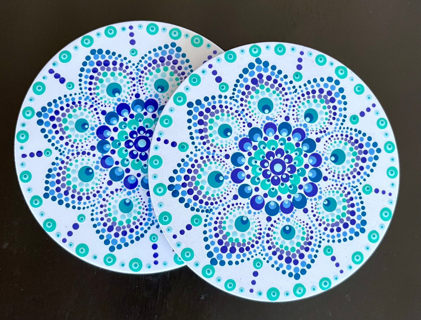 Round Mandala Coasters - White (set of 2)