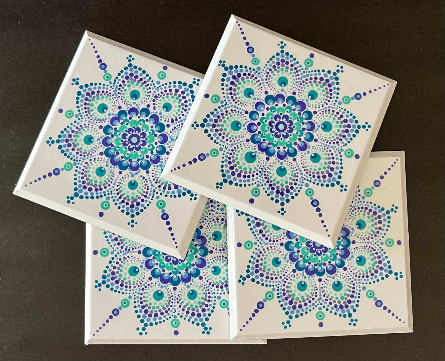 Square Mandala Coasters - White (set of 4)