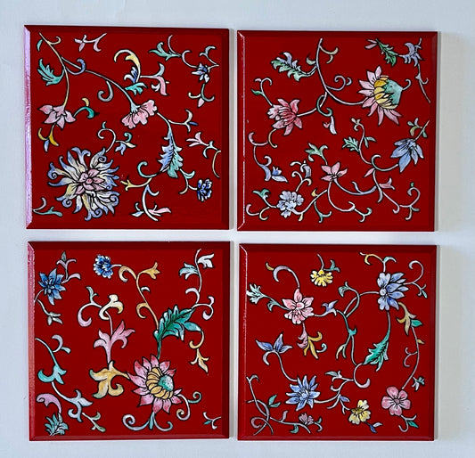 Chinese-inspired Coasters - Red (set of 4)