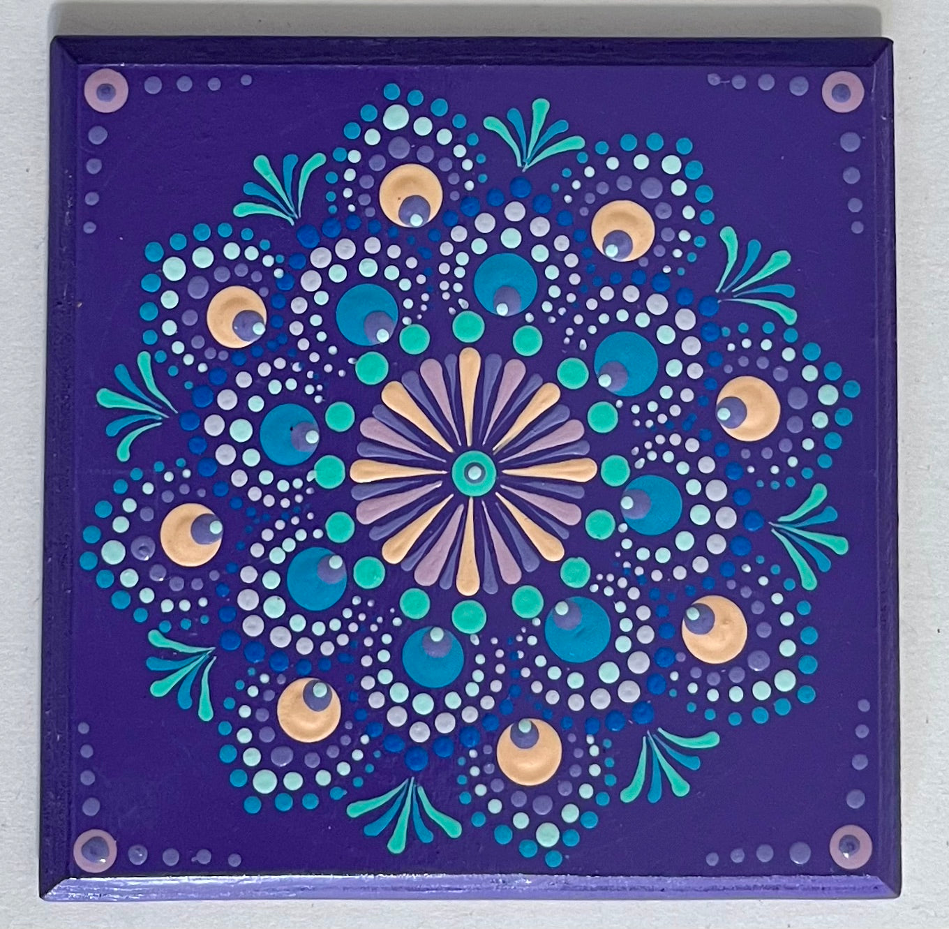 Square Mandala Coasters - Purple (set of 4 with box)