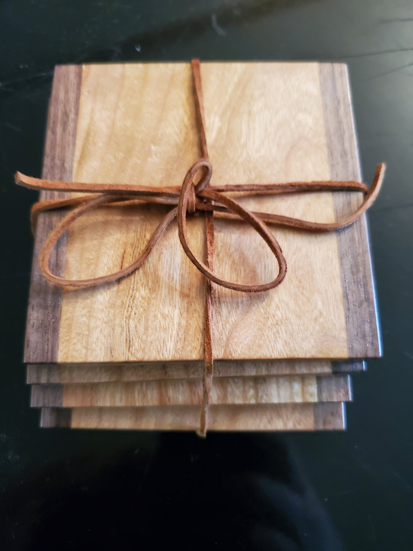 Cherry Coasters with Walnut Accent