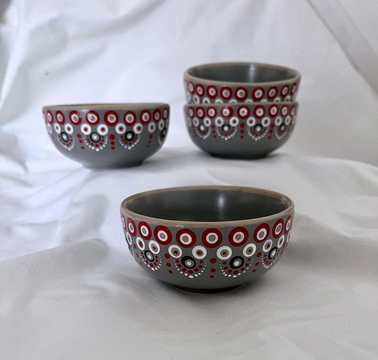 Small Scarlet and Grey Bowls