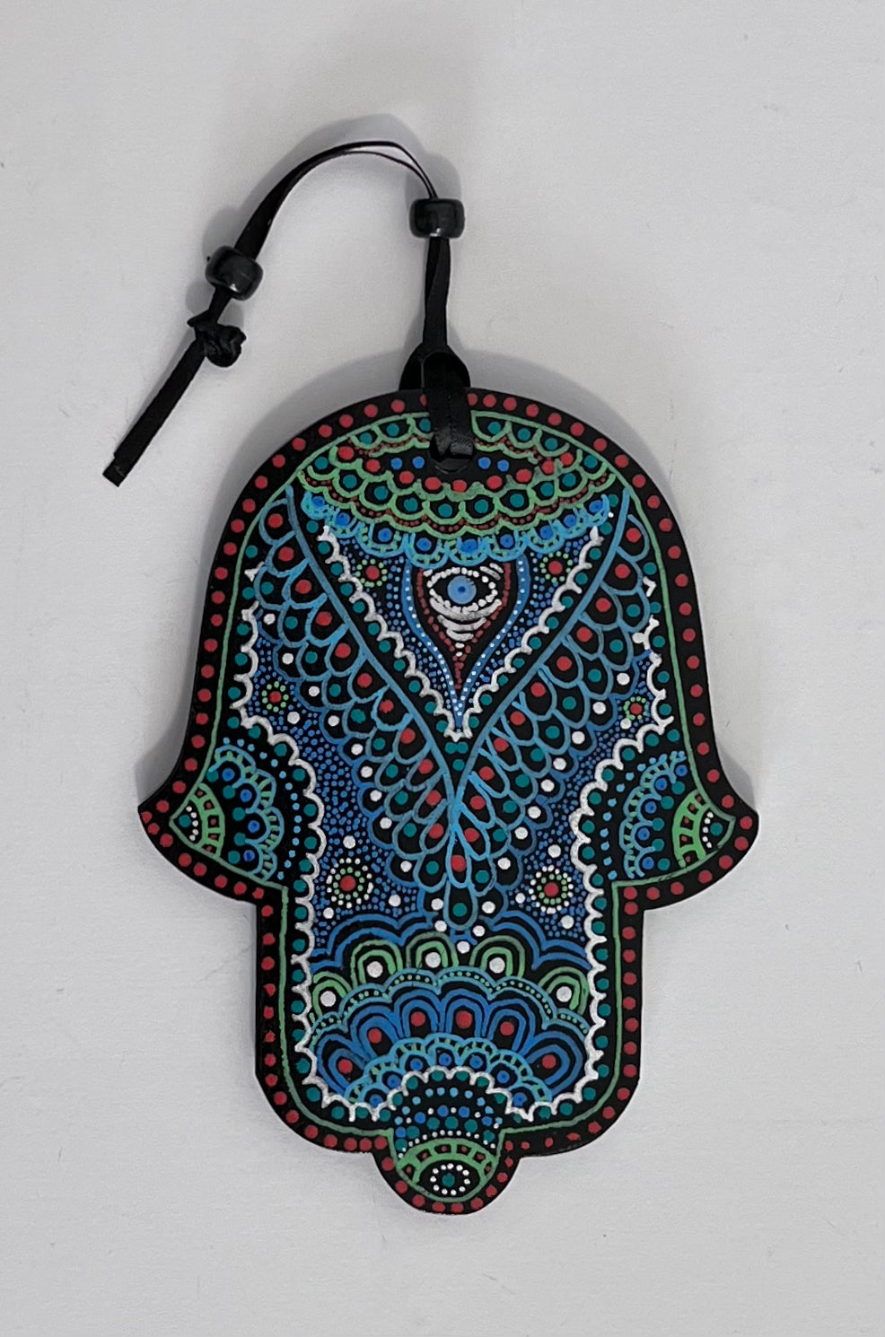 Hamsa - Blue & Silver pattern with eye (5 inch)