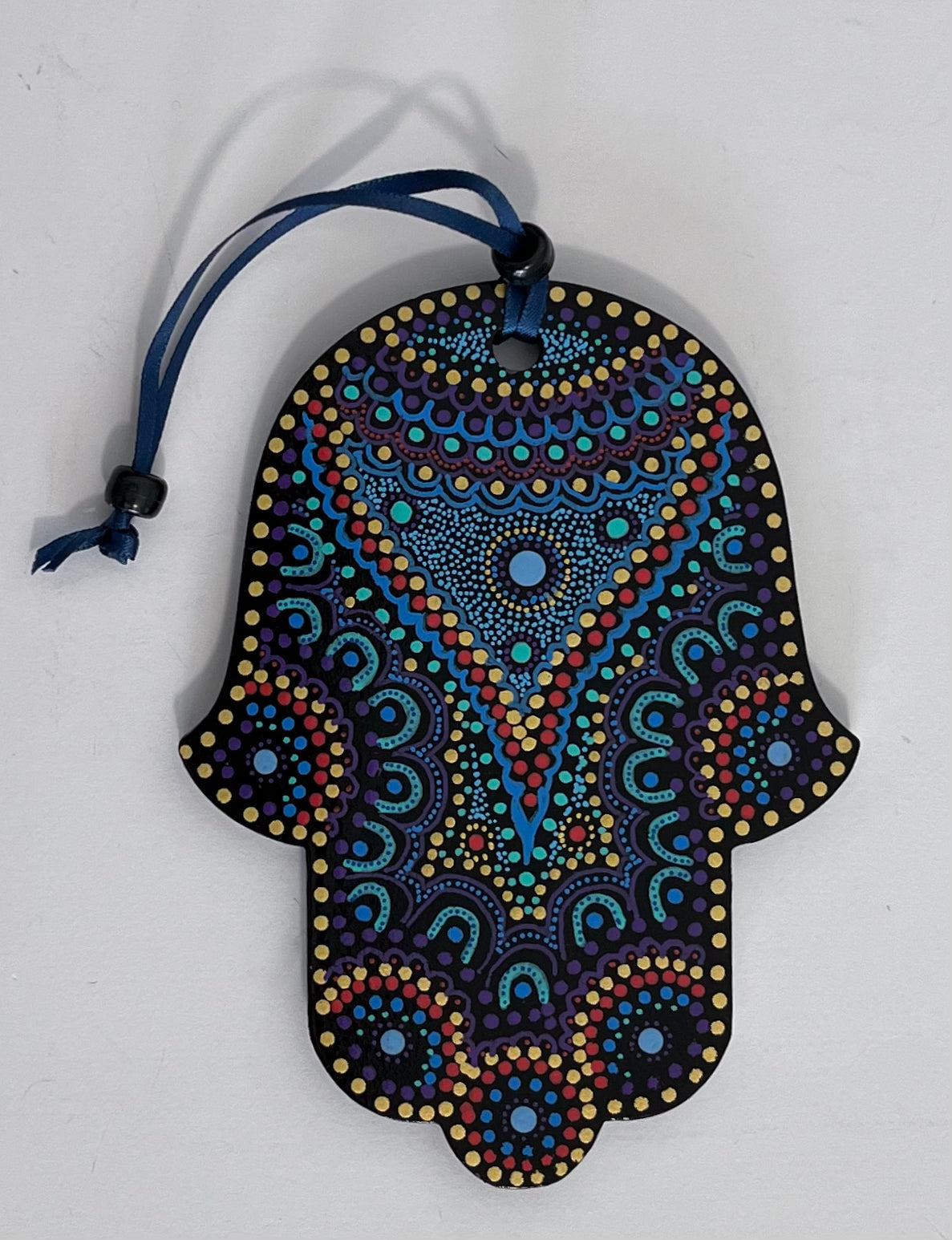Hamsa - Blue pattern with gold (5 inch)