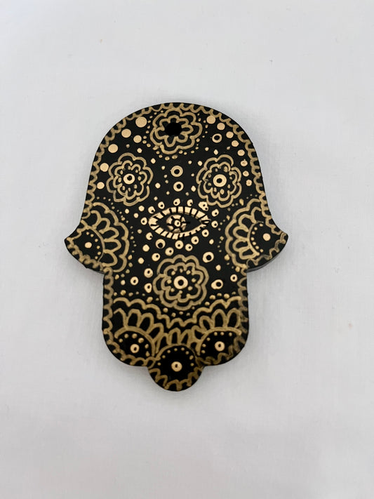 Hamsa - 3 in. Black & Gold