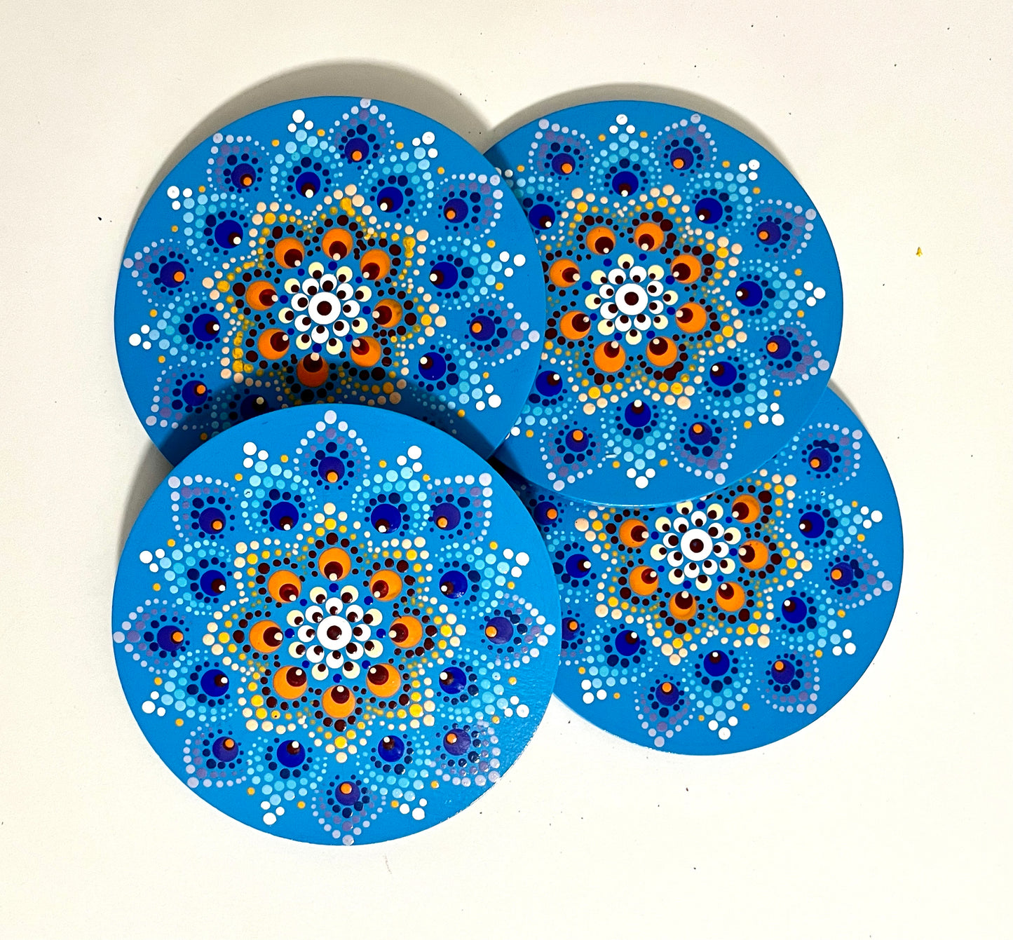 Round Mandala Coasters - Blue (set of 4)