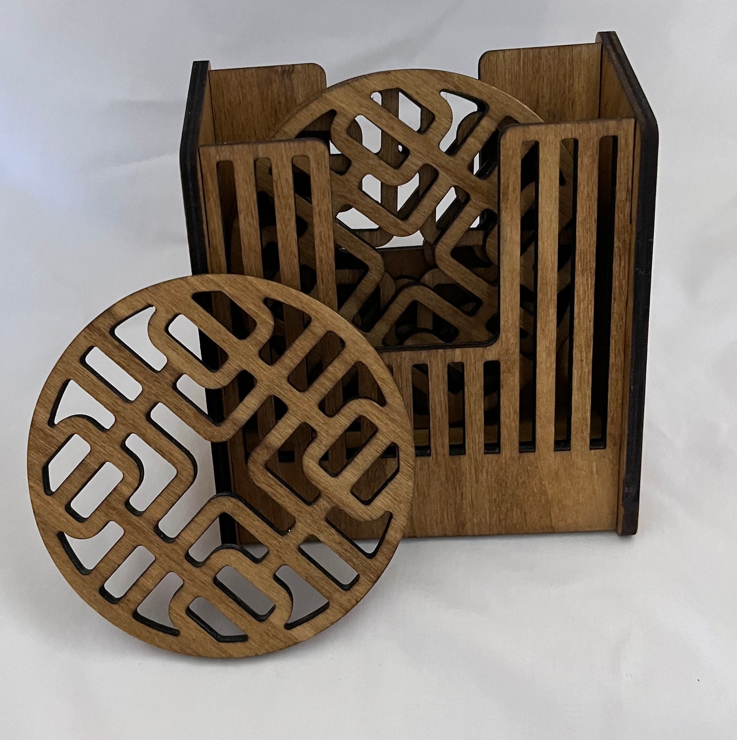 Wood Cut out Coasters - Golden Oak