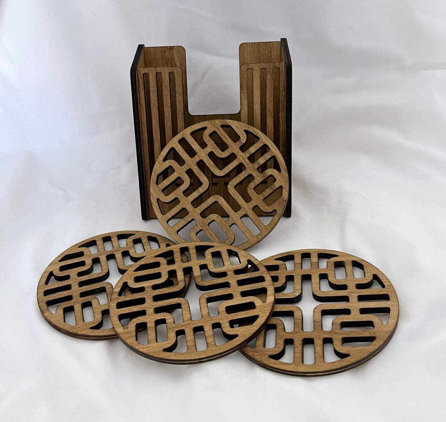 Wood Cut out Coasters - Golden Oak