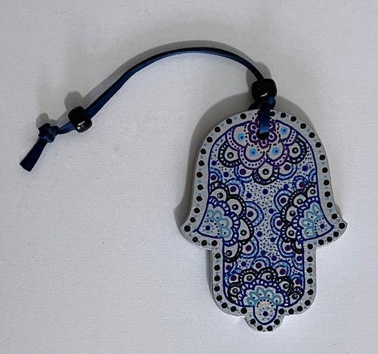 Hamsa - 3 in. Silver & Blue