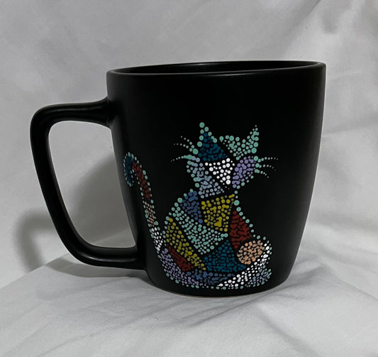 Black Mosaic Cat Mug