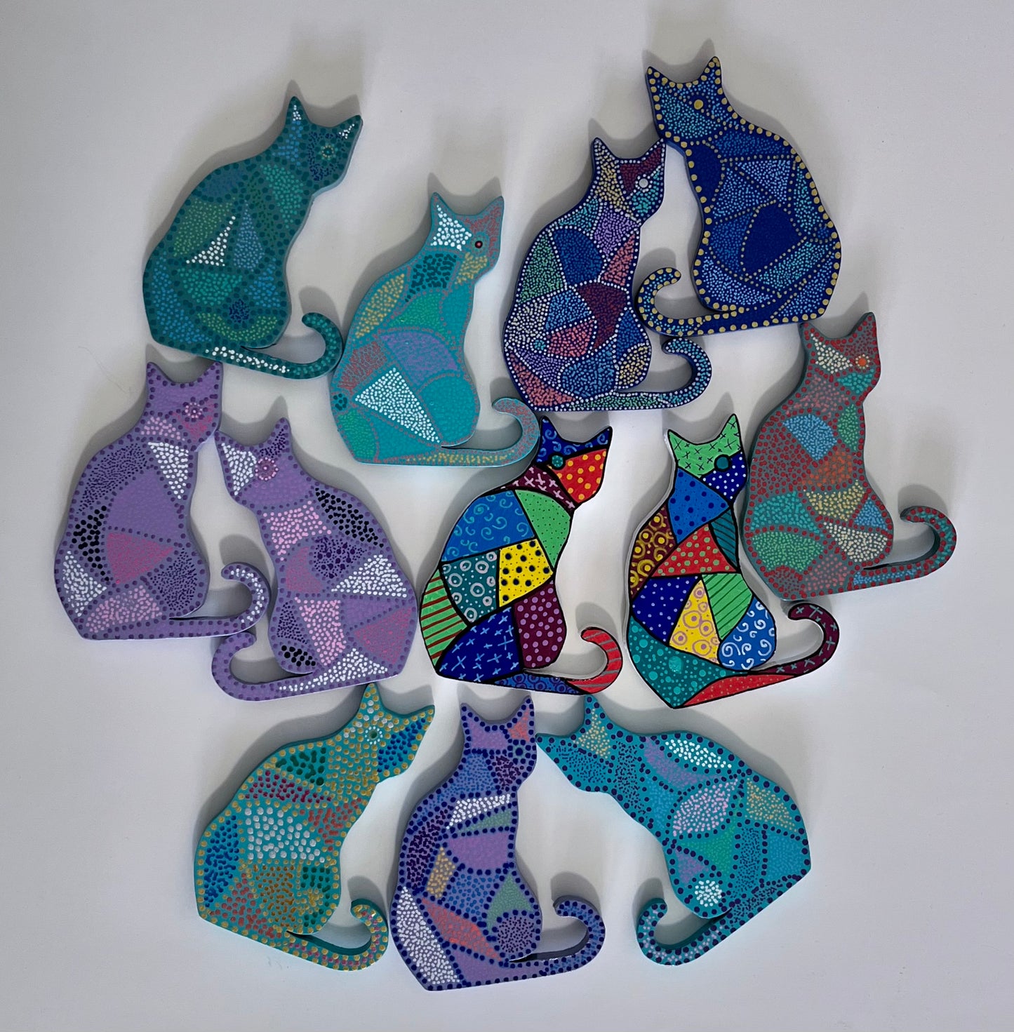 Mosaic Cat Magnets 3.5 in.