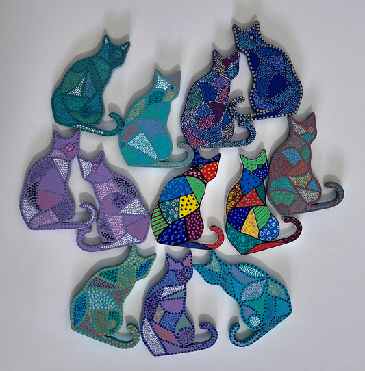 Mosaic Cat Magnets 3.5 in.