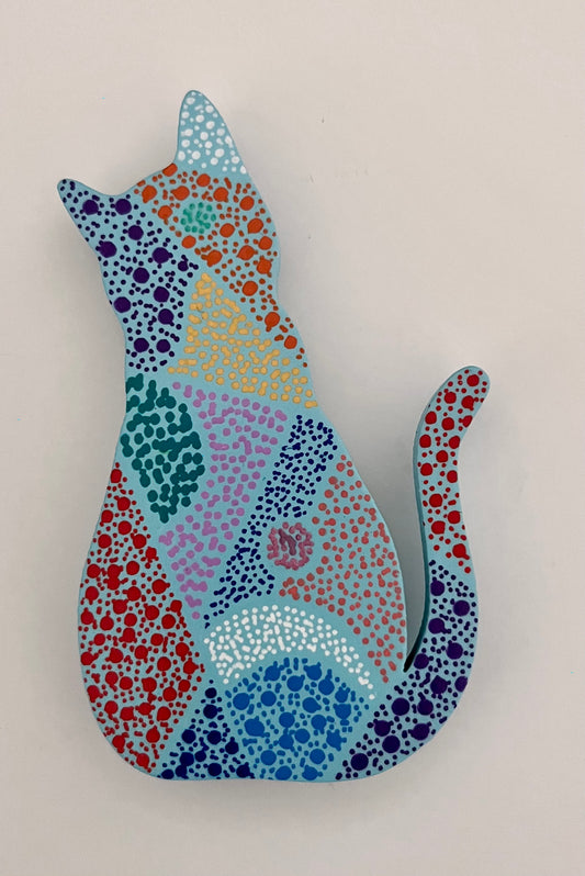 Baby Blue Mosaic Cat Magnet 3.5 in. (Copy)