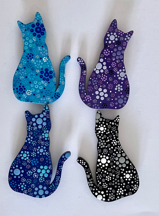 Floral Cat magnets  3.5 in.