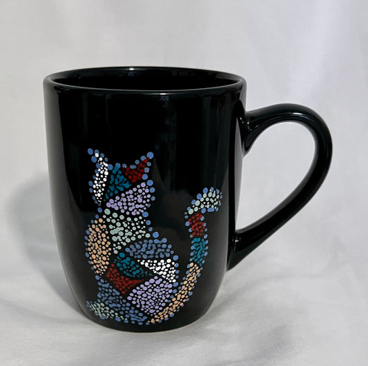 Black Mosaic Cat Mug #1