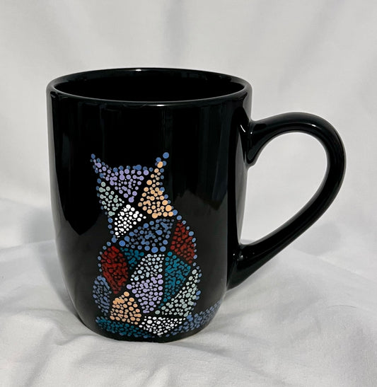 Black Mosaic Cat Mug #2