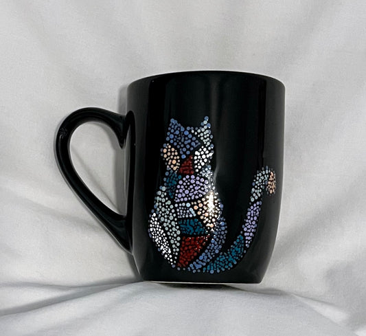 Black Mosaic Cat Mug #2